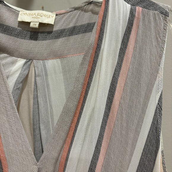 Cynthia Rowley Woman Striped Sleeveless Wrap Front Top size 2x - Picture 6 of 8